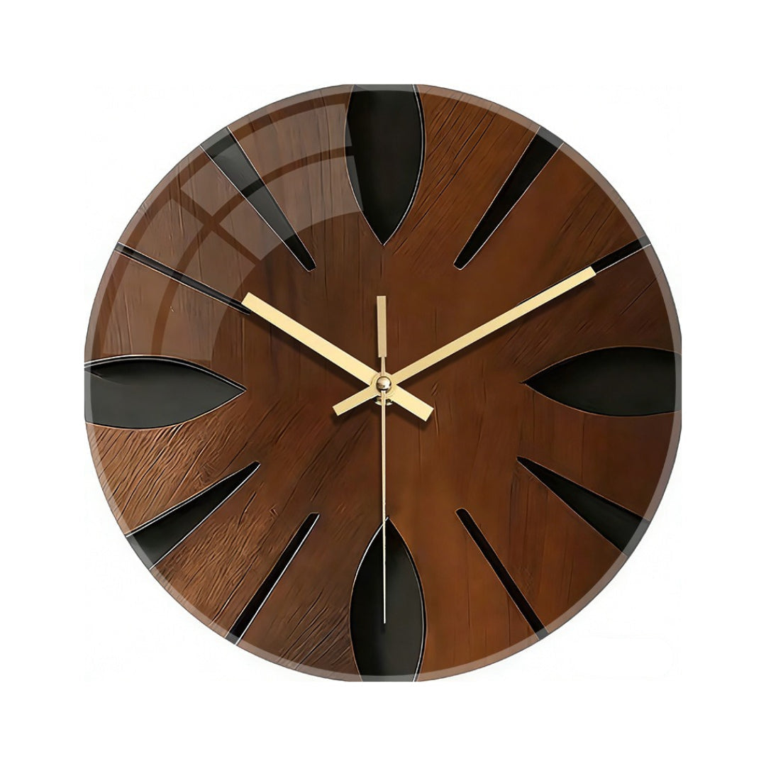 Elegant Silent Wall Clock in Wood – Artistic Home Decoration