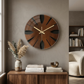 Elegant Silent Wall Clock in Wood – Artistic Home Decoration