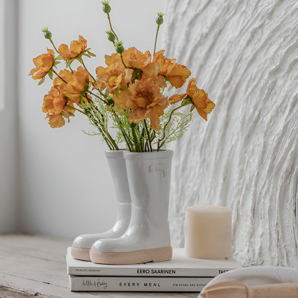 6.69-Inch Decorative Ceramic Boot Vase for Contemporary Home Decor