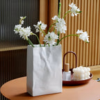 Handcrafted Textured Decor Vase – Unique Paper Bag Style in Ceramic