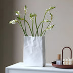 Handcrafted Textured Decor Vase – Unique Paper Bag Style in Ceramic