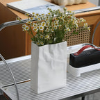 Handcrafted Textured Decor Vase – Unique Paper Bag Style in Ceramic