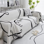 Reversible Chenille Sofa Slipcover - Contemporary Abstract Pattern