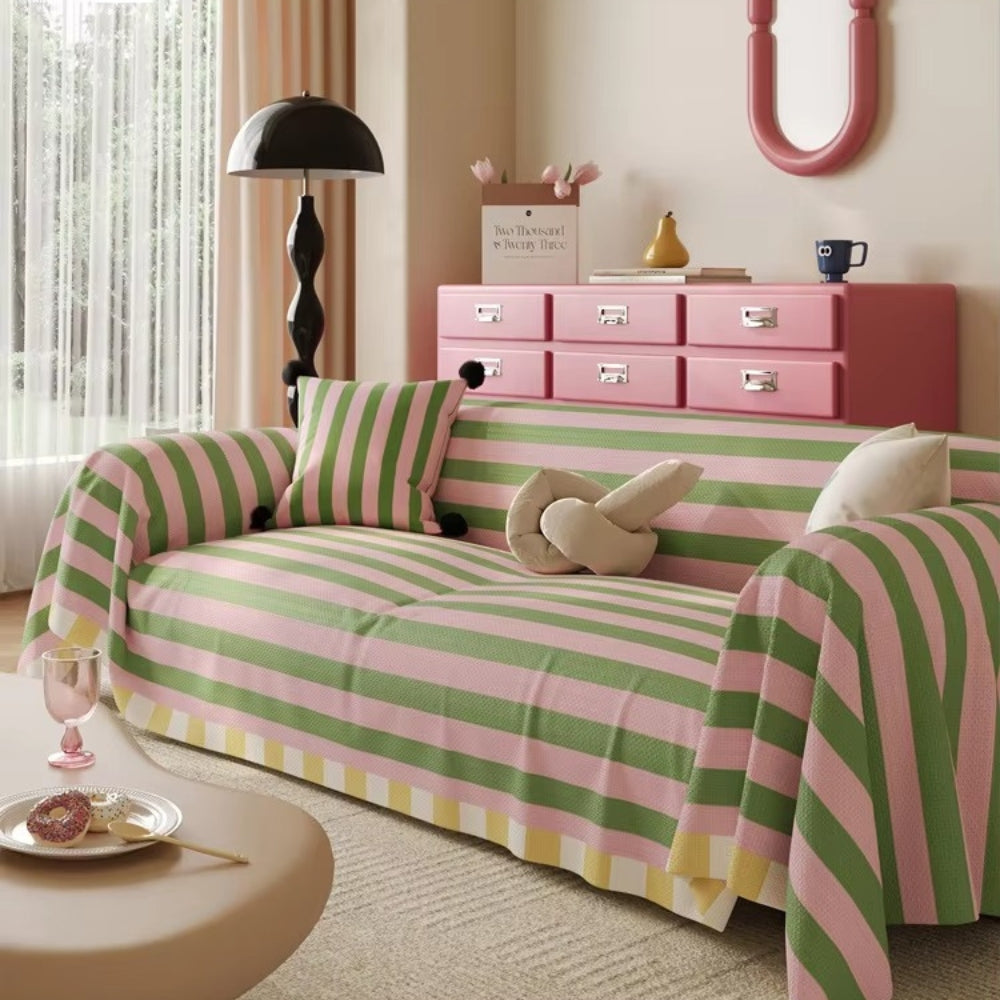 Striped Design Microfiber Sofa Cover - Soft and Comfortable