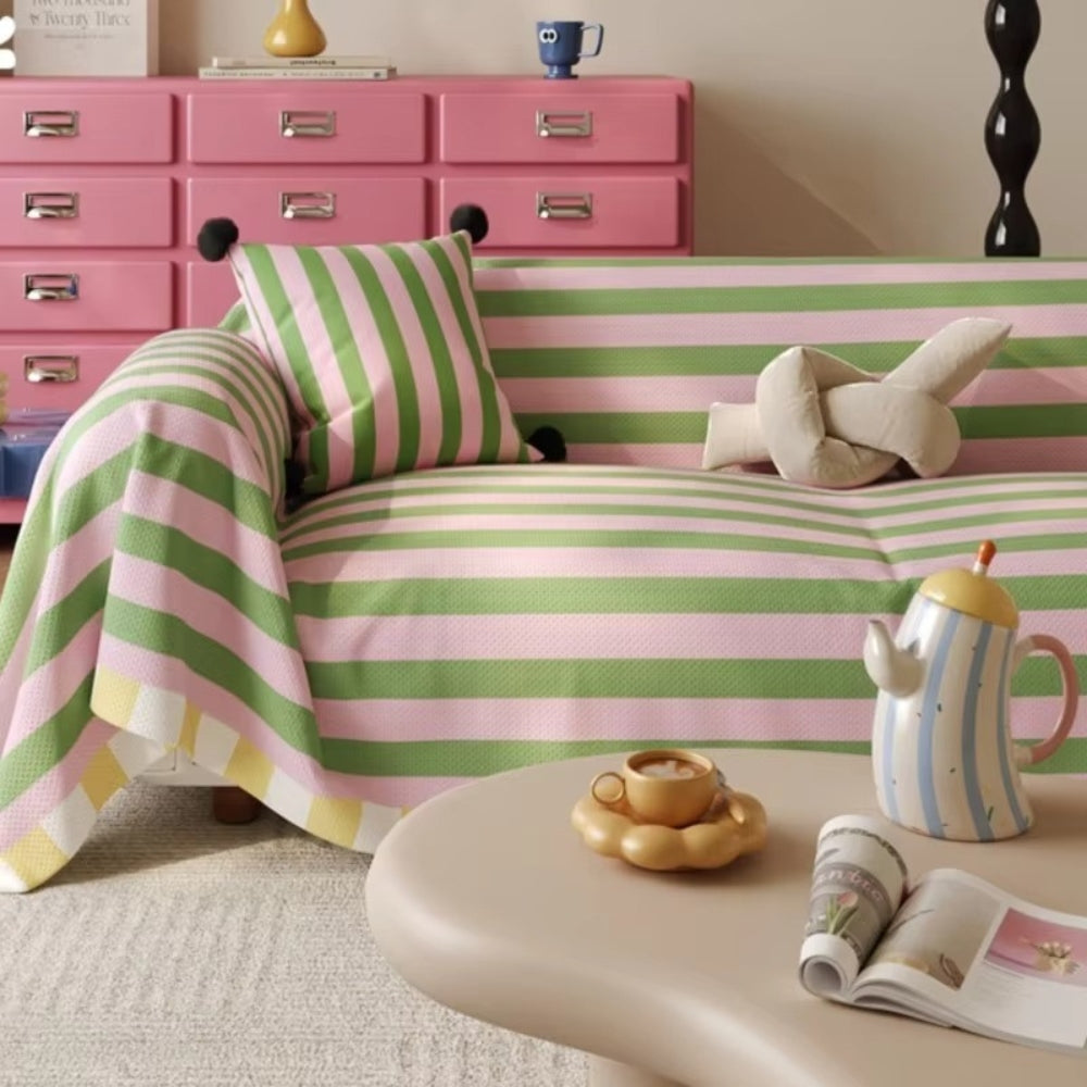 Striped Design Microfiber Sofa Cover - Soft and Comfortable