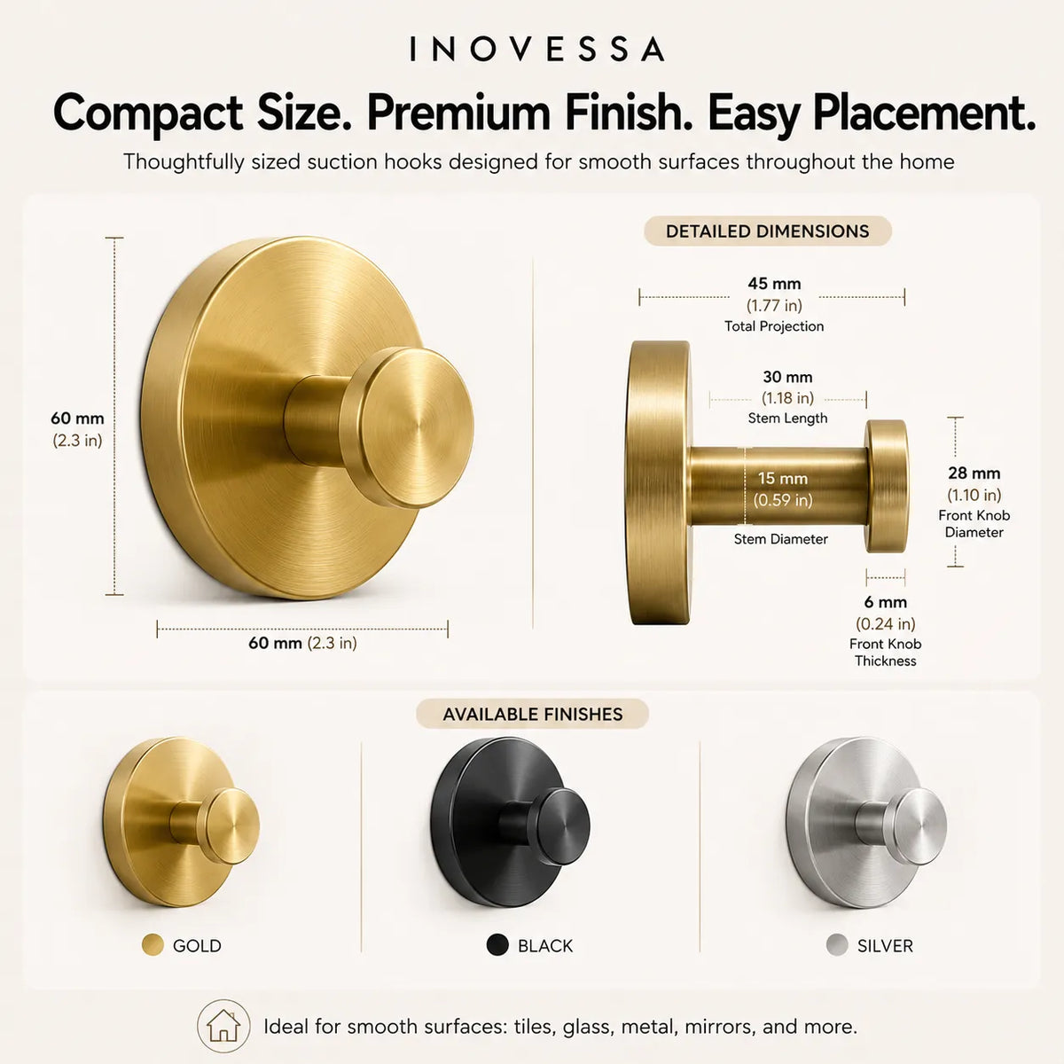 Sleek Stainless Steel Suction Hooks for Effortless Organization