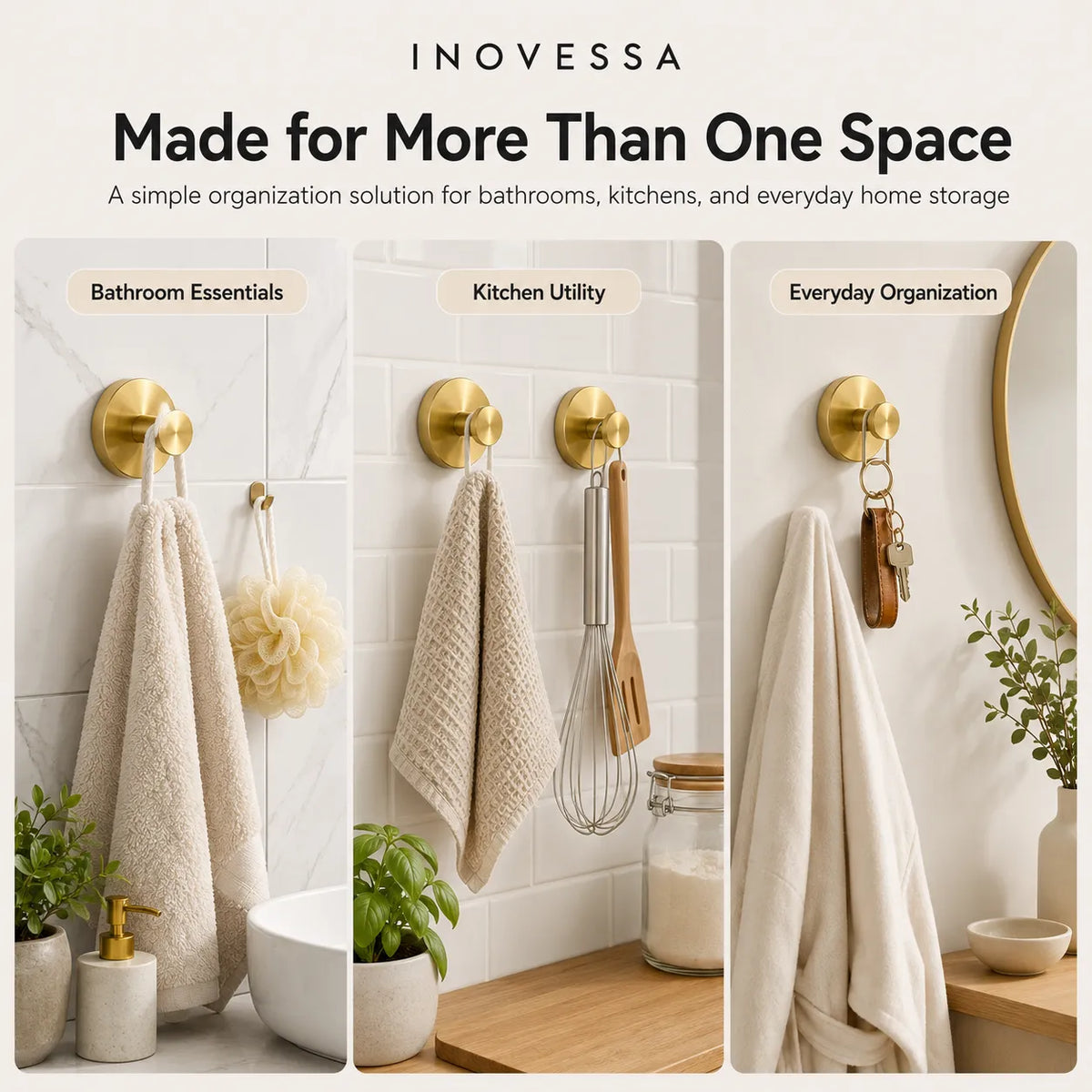Sleek Stainless Steel Suction Hooks for Effortless Organization