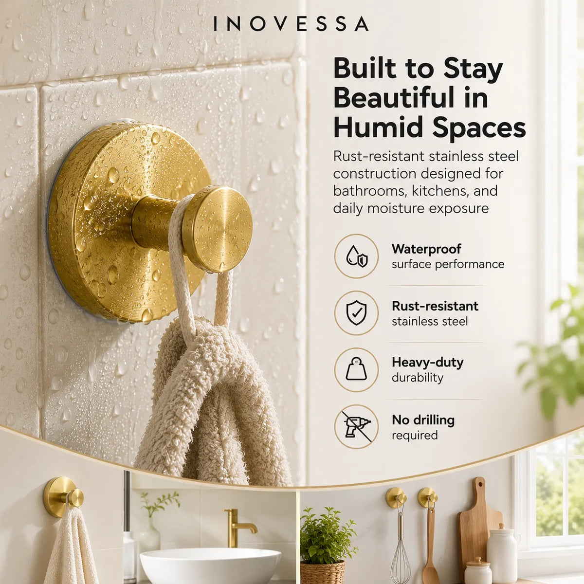Sleek Stainless Steel Suction Hooks for Effortless Organization