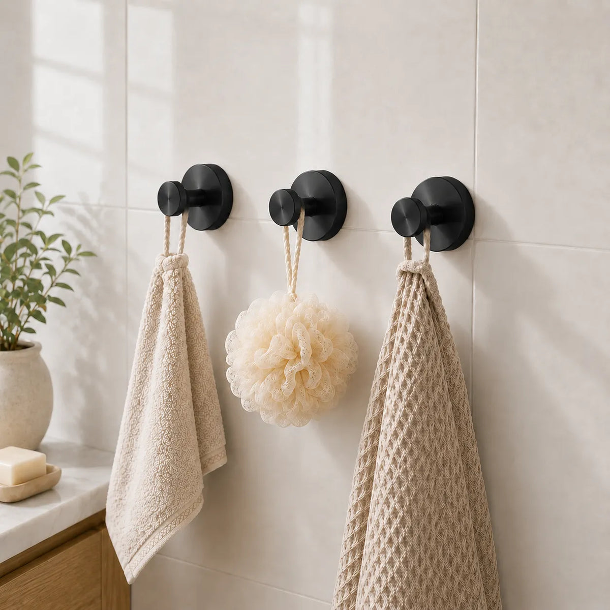 Sleek Stainless Steel Suction Hooks for Effortless Organization