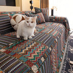 Soft Chenille Sofa Slipcover with Geometric Design