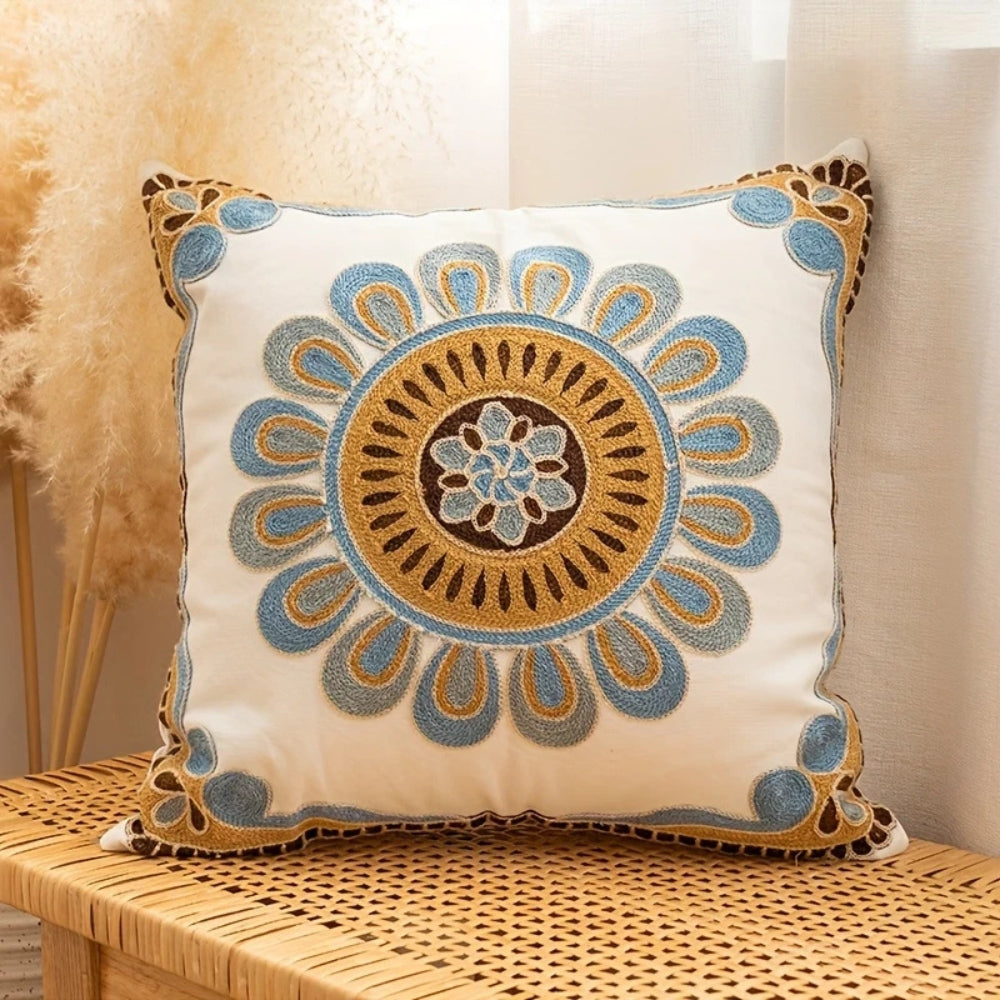 Embroidered Microfiber Cushion Covers for Sofa - 18x18 Inches