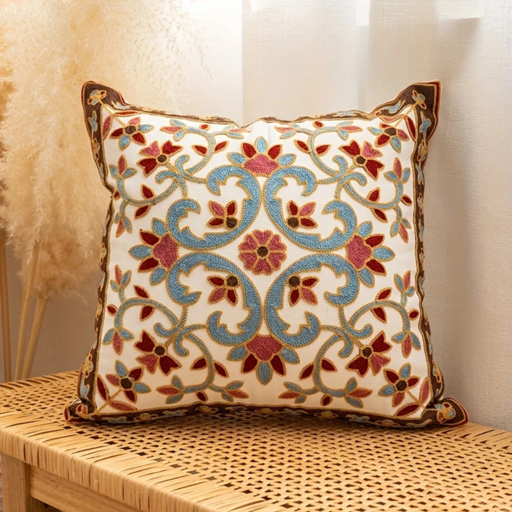 Embroidered Microfiber Cushion Covers for Sofa - 18x18 Inches