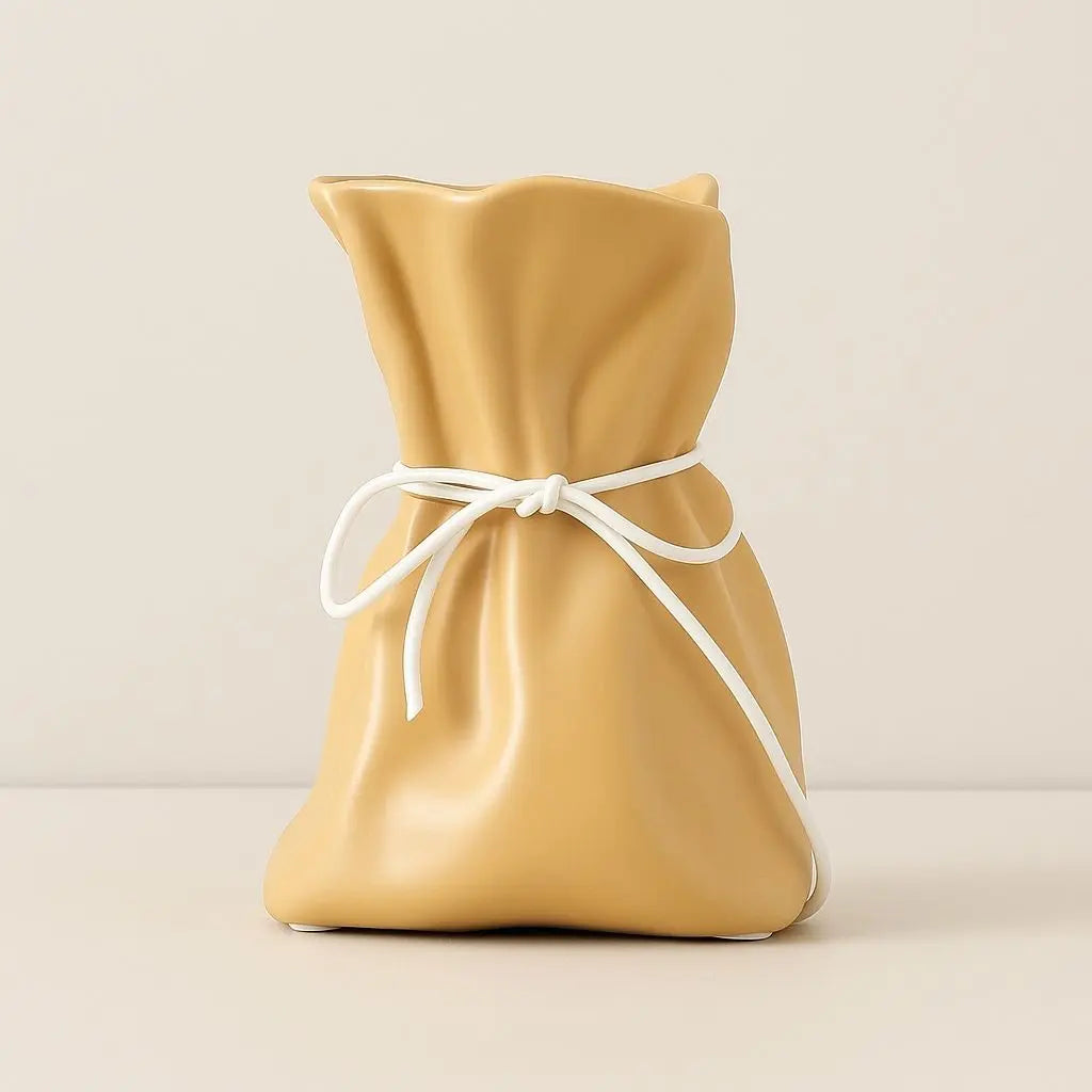 Sculpted Elegance Ceramic Rope Accent Vase