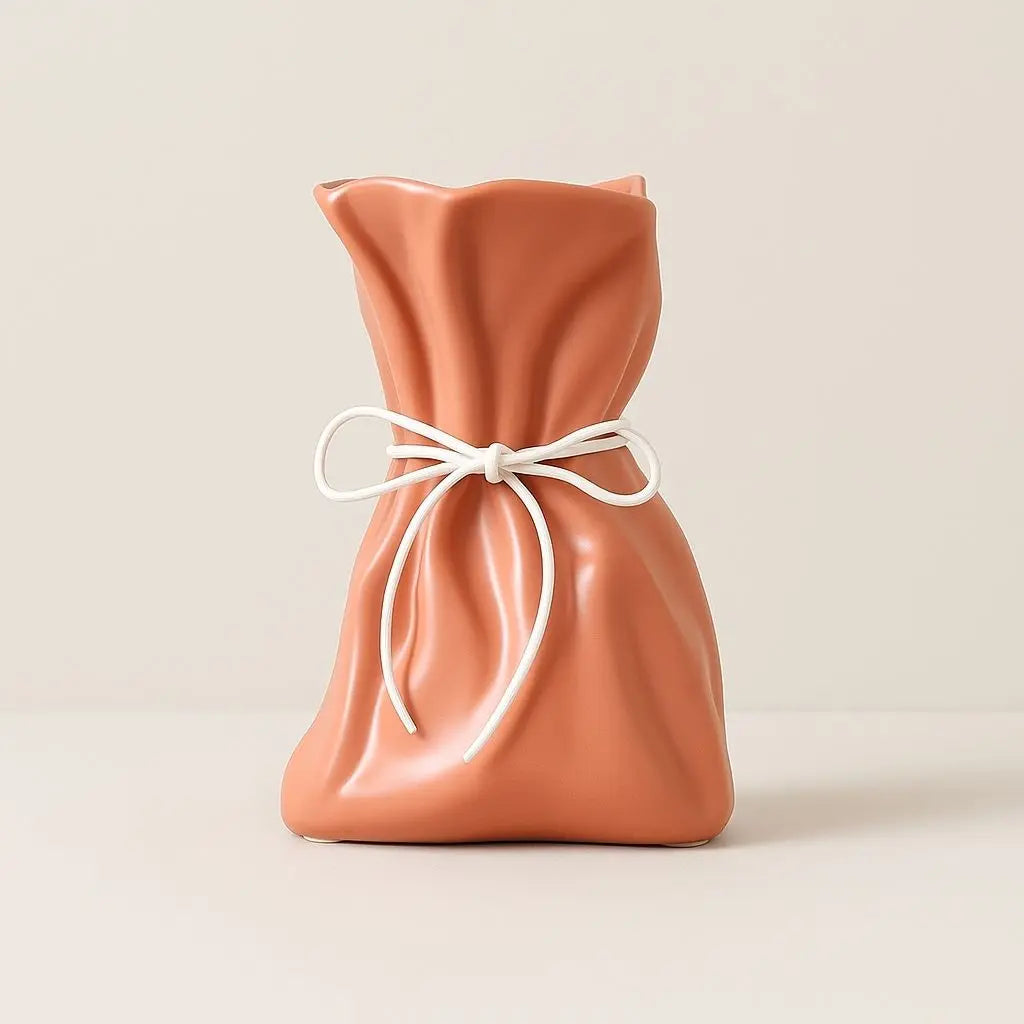 Sculpted Elegance Ceramic Rope Accent Vase