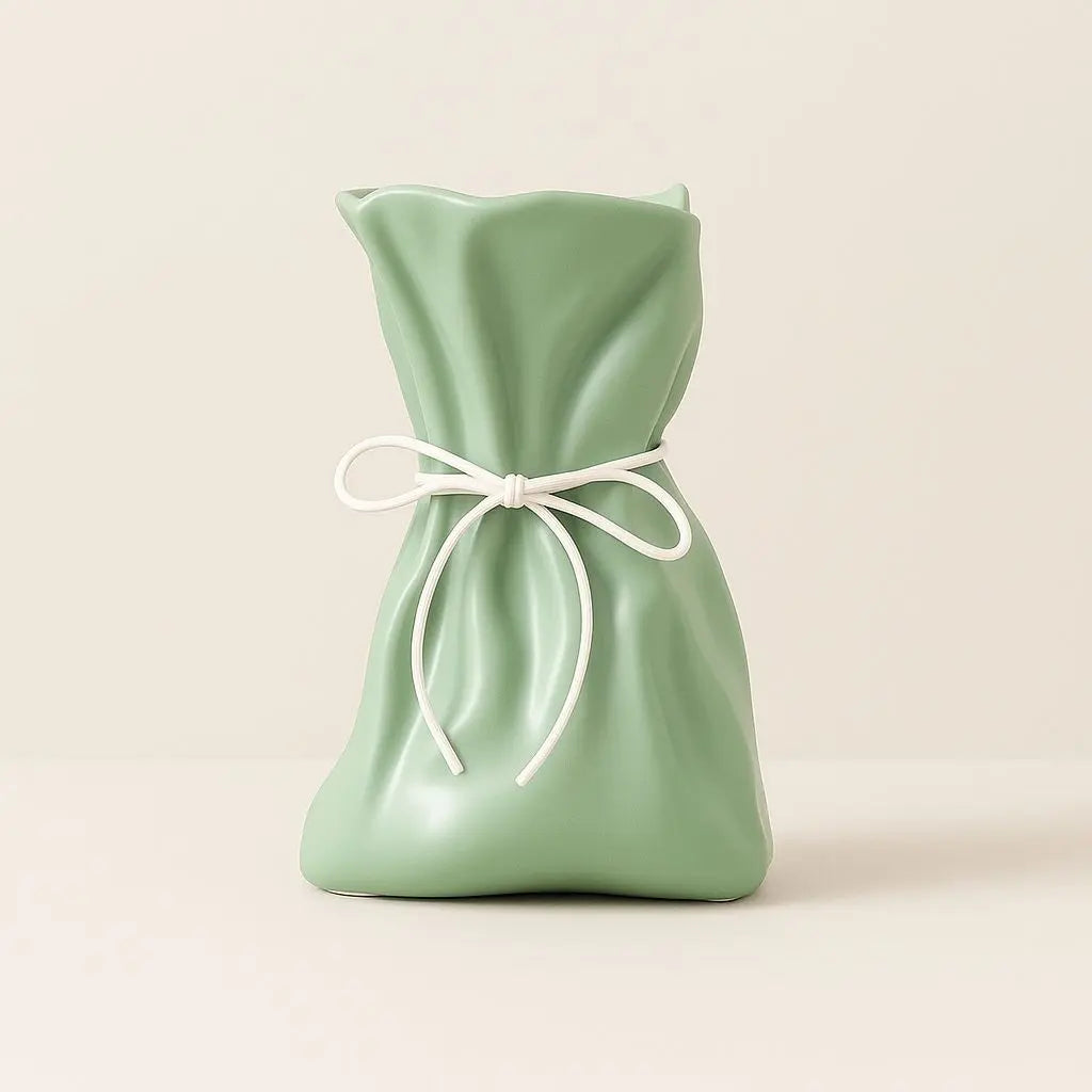 Sculpted Elegance Ceramic Rope Accent Vase