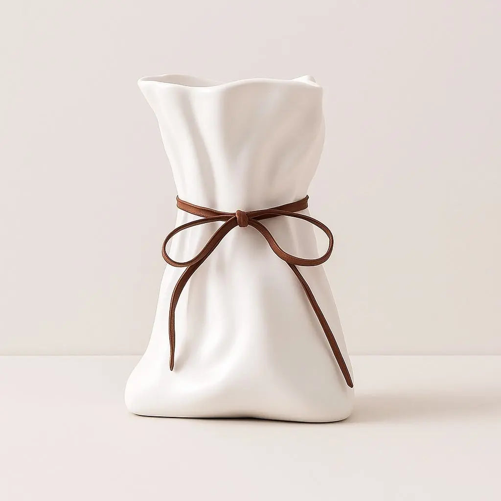 Sculpted Elegance Ceramic Rope Accent Vase