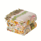 Reversible Cotton Throw Blanket in Bohemian Style