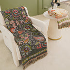 Reversible Cotton Throw Blanket in Bohemian Style