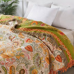 Reversible Cotton Throw Blanket in Bohemian Style
