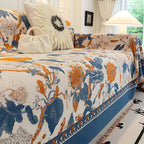 Reversible Chenille Jacquard Sofa Cover with Floral Pattern