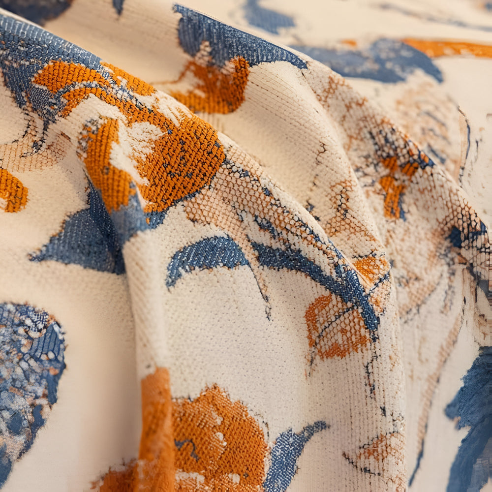 Reversible Chenille Jacquard Sofa Cover with Floral Pattern