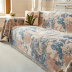 Reversible Floral Jacquard Sofa Cover in Soft Fabric