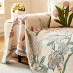 Reversible Floral Jacquard Sofa Cover in Soft Fabric