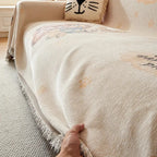Reversible Floral Jacquard Sofa Cover in Soft Fabric