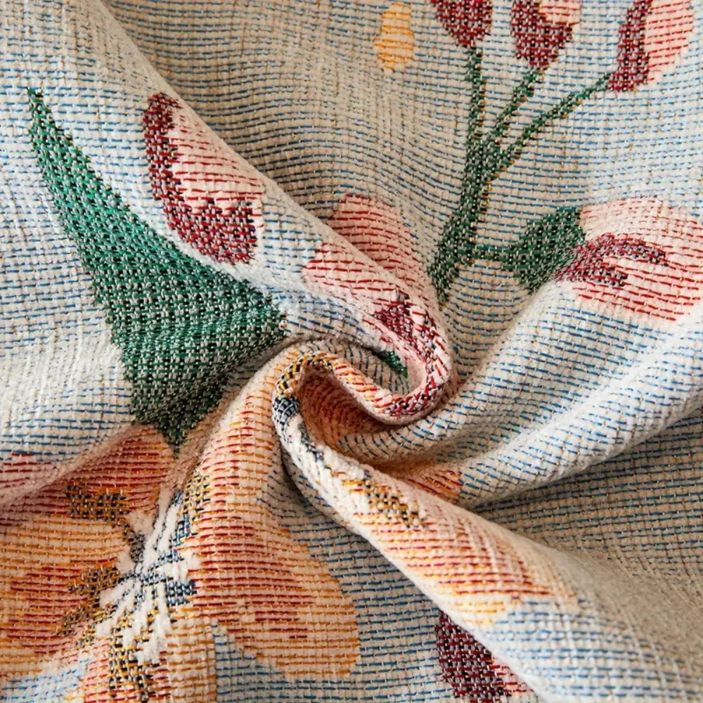 Reversible Floral Jacquard Sofa Cover in Soft Fabric