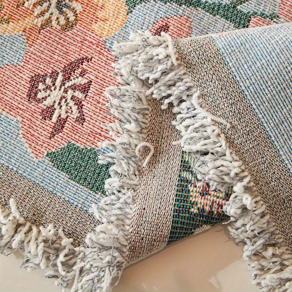 Reversible Floral Jacquard Sofa Cover in Soft Fabric