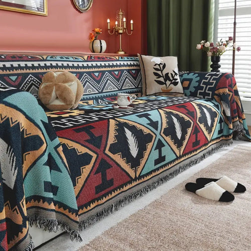 Bohemian Aztec Pattern Microfiber Blend Sofa Cover