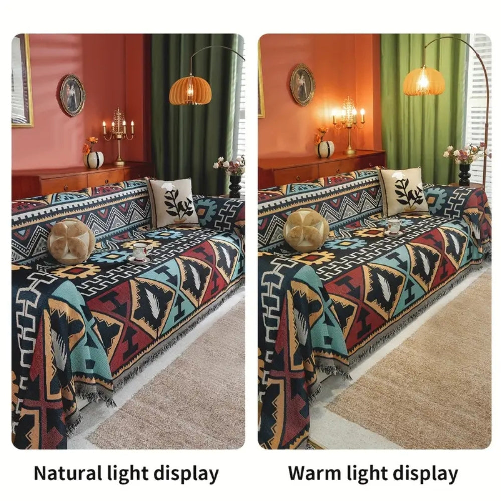 Bohemian Aztec Pattern Microfiber Blend Sofa Cover