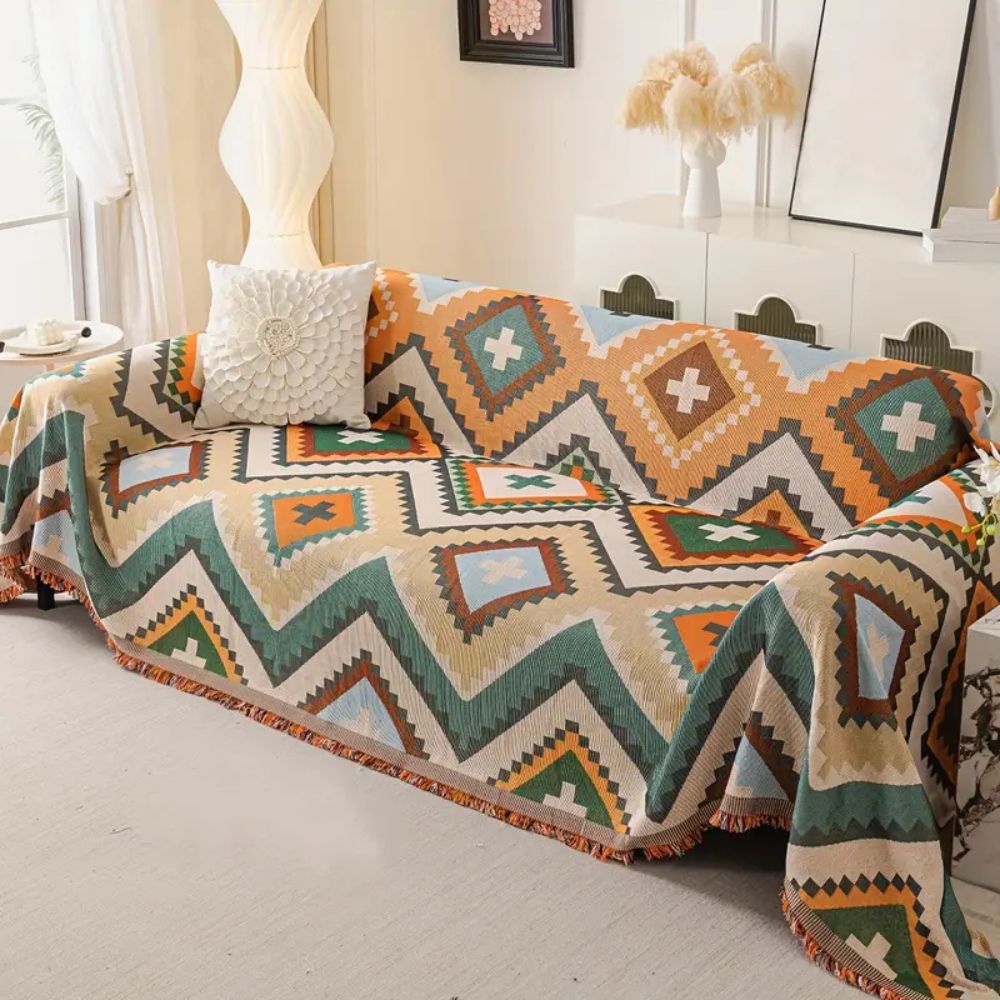 Woven Chenille Sofa Slipcover - Colorful Pattern