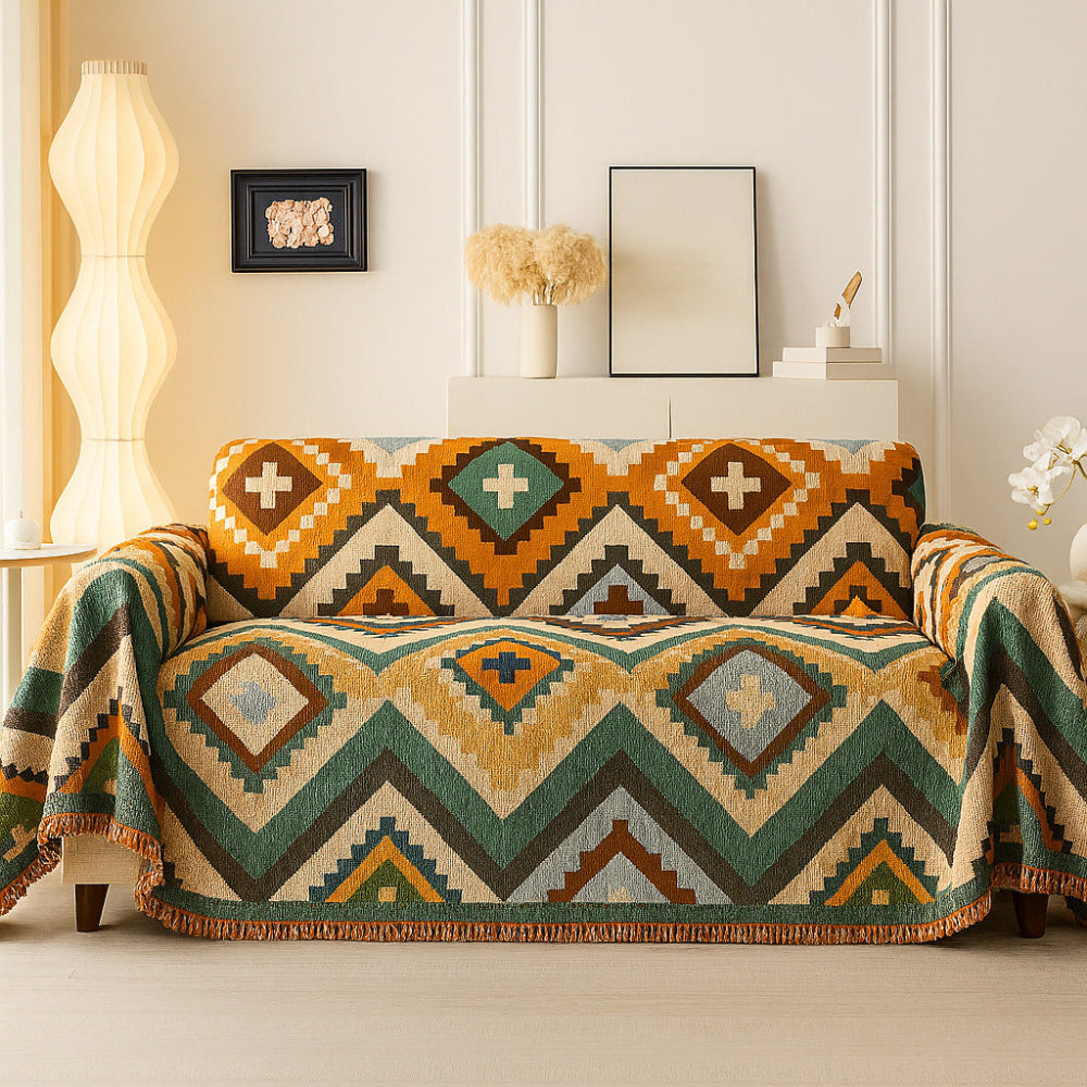 Woven Chenille Sofa Slipcover - Colorful Pattern