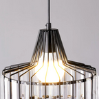 Elegant Hanging Light Fixture with Black Crystal Pendant