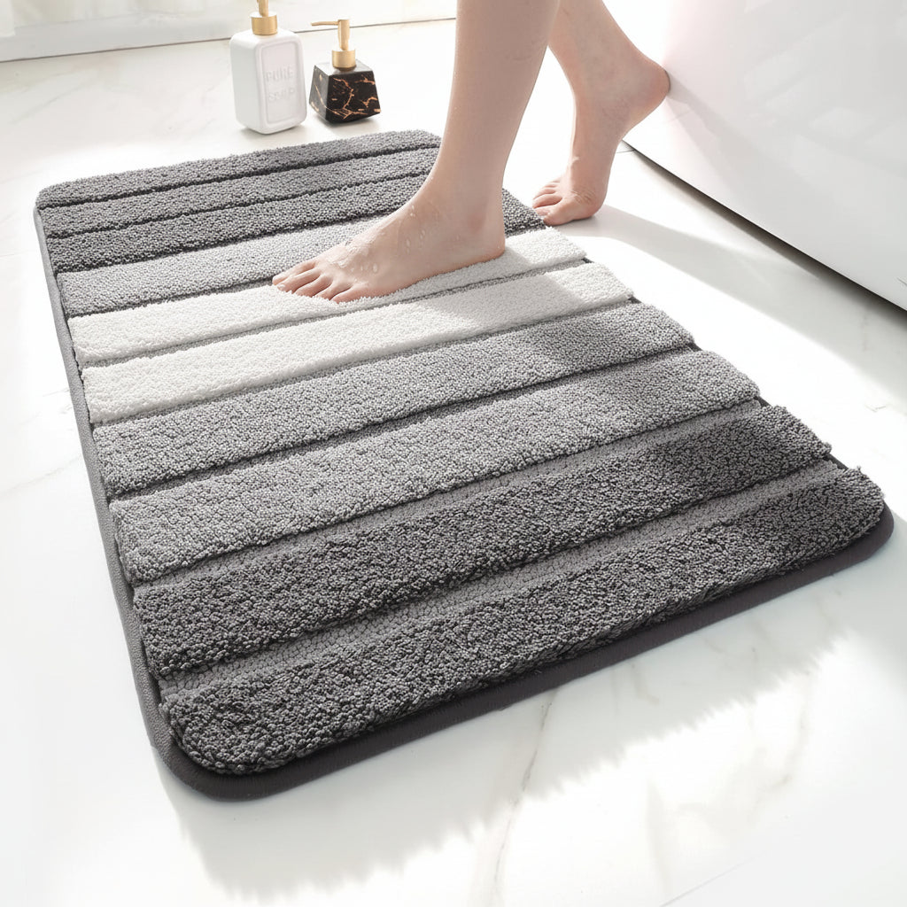 Absorbent Microfiber Bath Rug with Non-Slip Backing for Bathroom