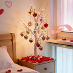 LED Heart-Shaped Birch Tree Table Lamp for Valentine's Home Decoration