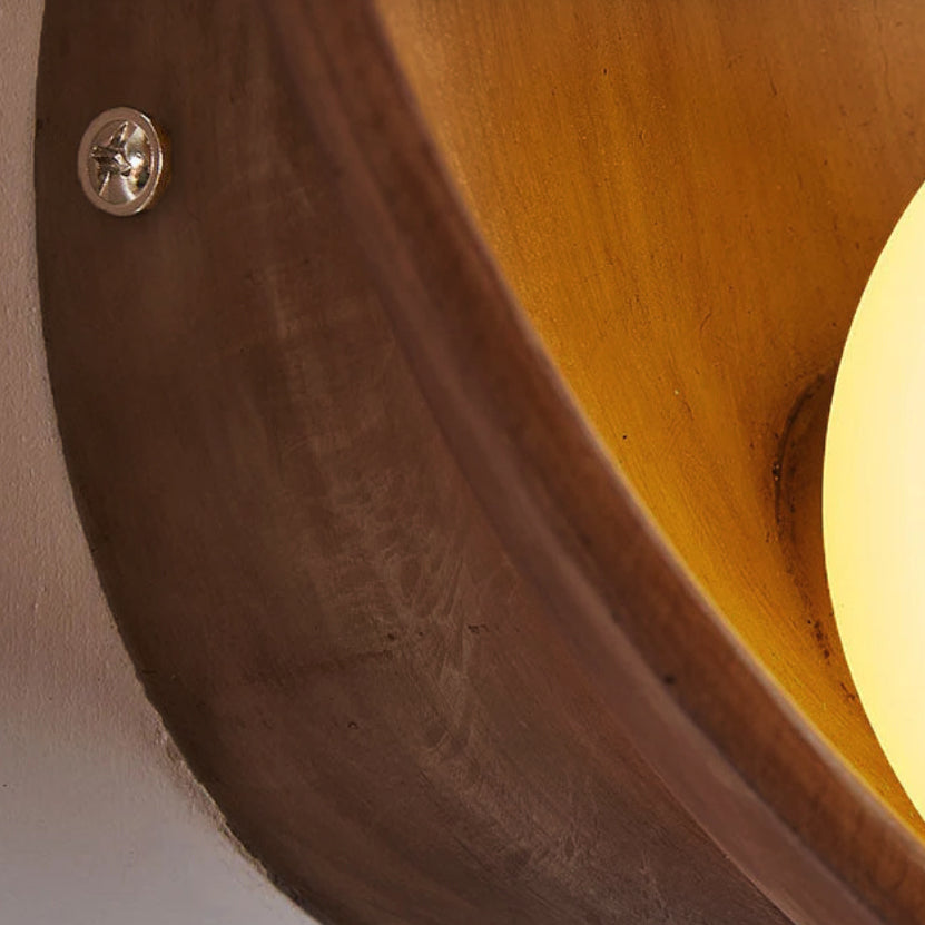Round Wall Sconce with Minimalist Design – Resin and Iron Accent Light