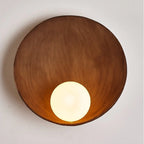 Round Wall Sconce with Minimalist Design – Resin and Iron Accent Light