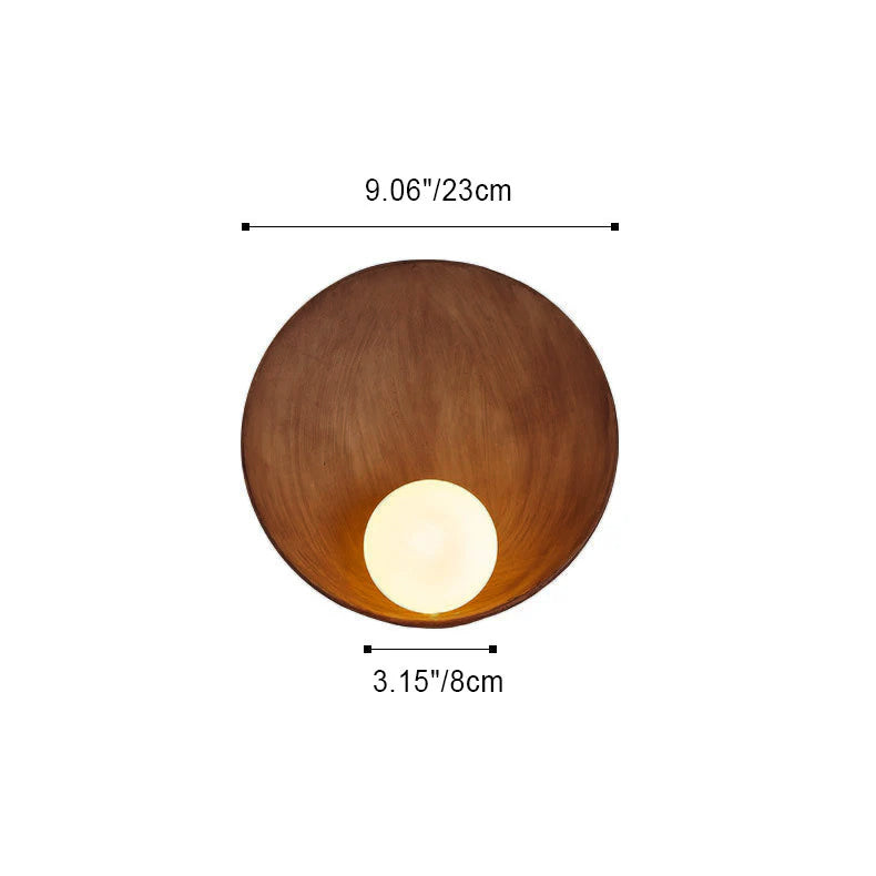 Round Wall Sconce with Minimalist Design – Resin and Iron Accent Light