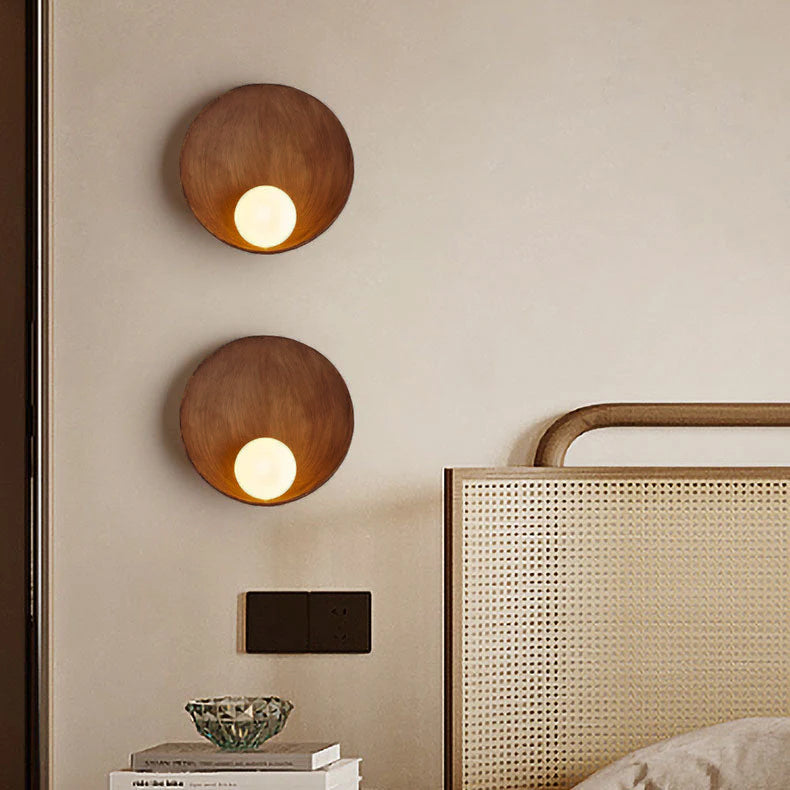 Round Wall Sconce with Minimalist Design – Resin and Iron Accent Light