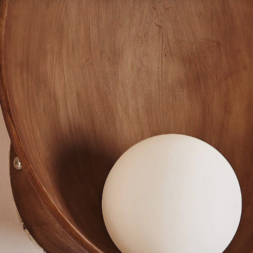Round Wall Sconce with Minimalist Design – Resin and Iron Accent Light