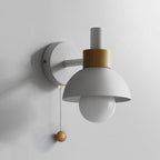 Minimalist Wall Lamp with Wood Accent and Pull Switch