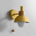 Minimalist Wall Lamp with Wood Accent and Pull Switch