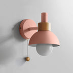 Minimalist Wall Lamp with Wood Accent and Pull Switch