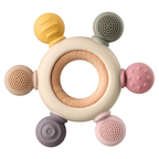 Wooden and Silicone Teething Ring for Infants