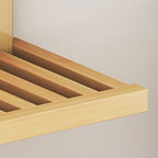 Foldable Bamboo Ottoman Footrest with Back Support - Space-Saving Design