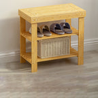 2-Tier Bamboo Shoe Organizer for Entryway Storage Solutions