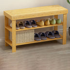 2-Tier Bamboo Shoe Organizer for Entryway Storage Solutions