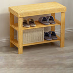 2-Tier Bamboo Shoe Organizer for Entryway Storage Solutions